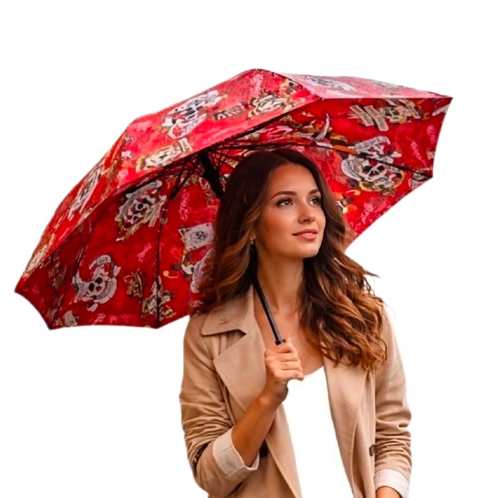 ❤️‍🔥 Ed Hardy Love Kills Slowly Live Fast Love Hard Die Young Compact Umbrella